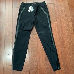 Faux Leather Detailed Black Slacks (The Limited)